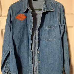 Harley Davidson denim long sleeve shirt